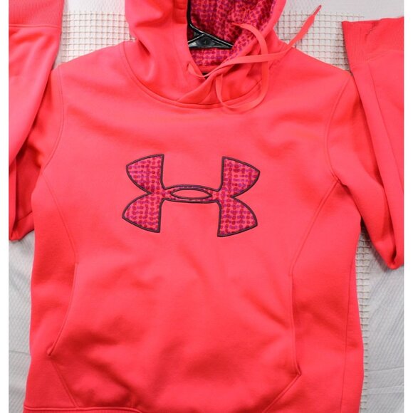 Under Armour Medium Orange Hooded Sweatshirt With Logo & Kangaroo Pocket - Picture 3 of 6